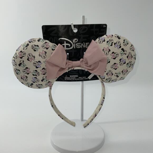 🔥Disney Parks Mickey Minnie Ears SATIN & Leather-Like Head Bow Headband 🔥 - Picture 1 of 4